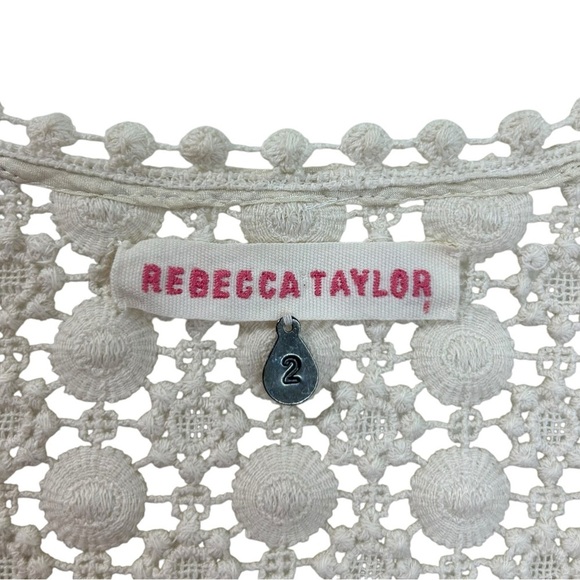 Rebecca Taylor - Vintage Lace, Sheer Peasant Blouse, Relaxed Fit - Size 2, White - Picture 16 of 16